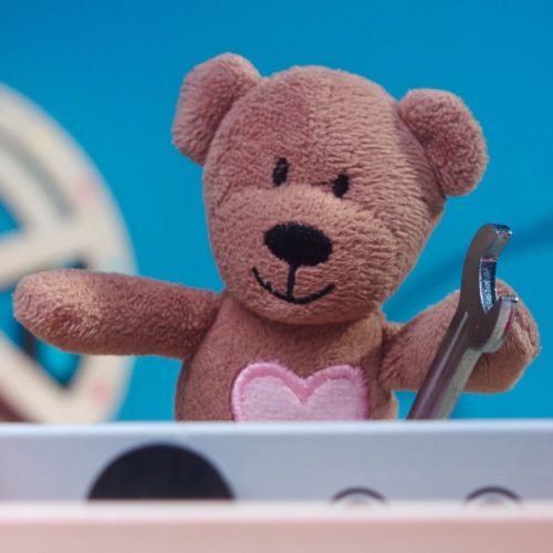 Teddy bear from the Start Rescue stop motion animation TV campaign.